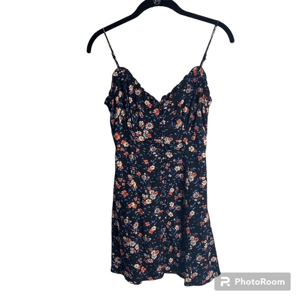 Lumiere Womens XS Black Floral Multi Color Short Mini Dress NWT